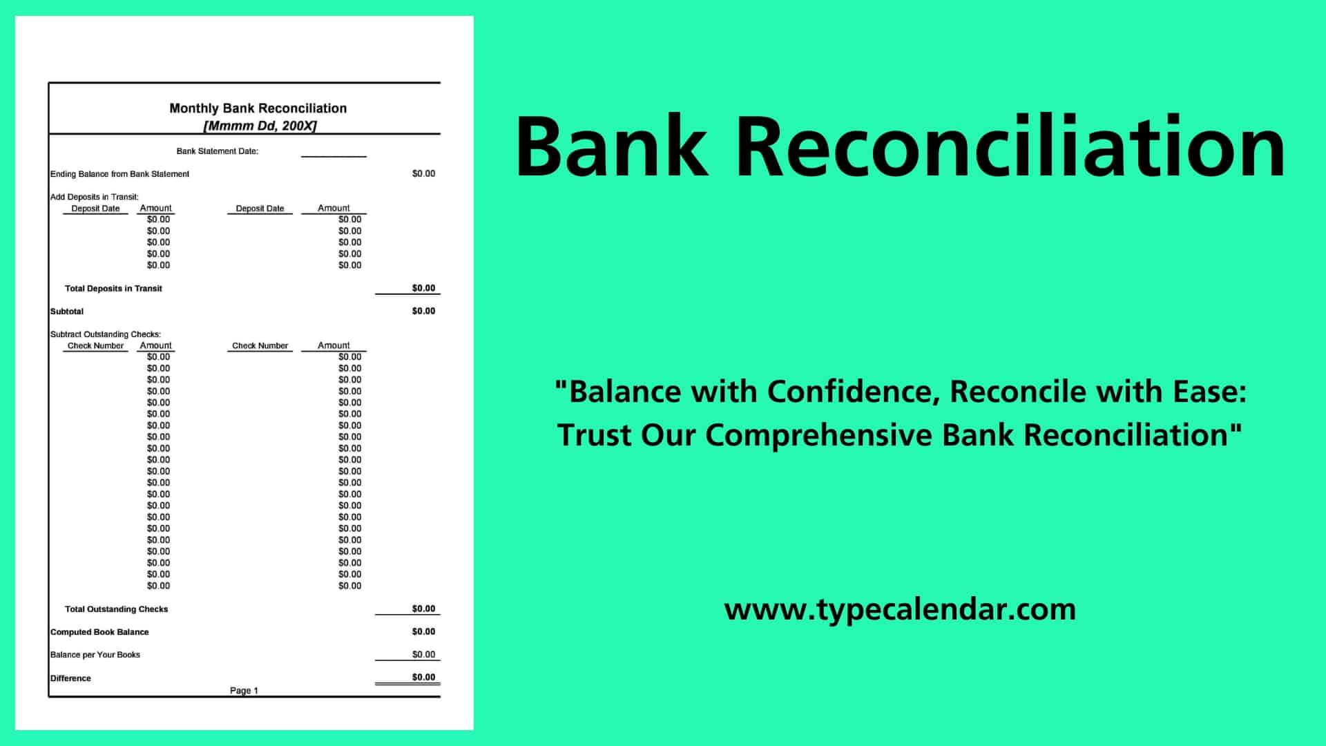 Bank Reconciliation Worksheet for Excel | Laptop Store