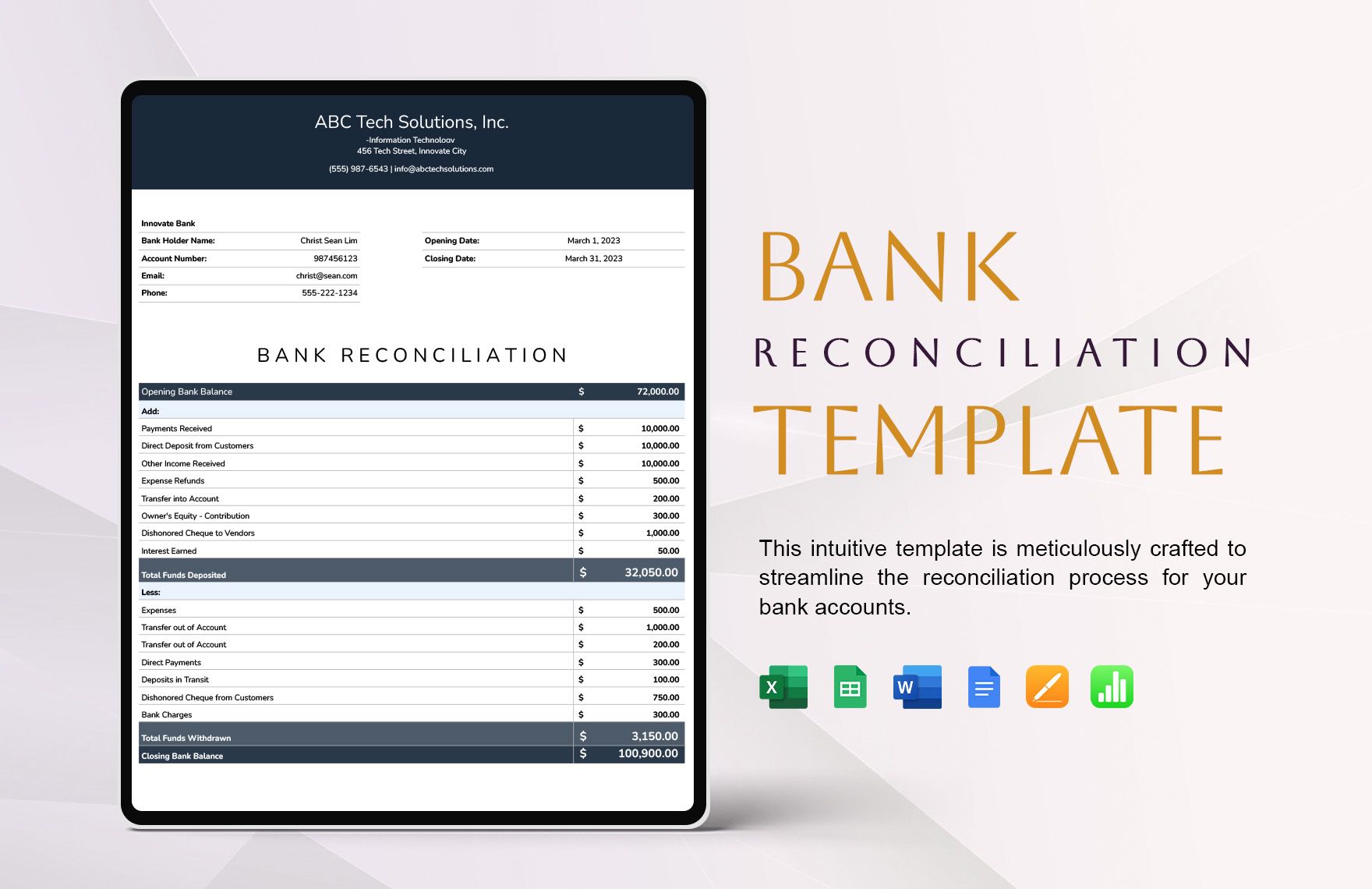 Editable Bookkeeping Templates in Word | Laptop Store