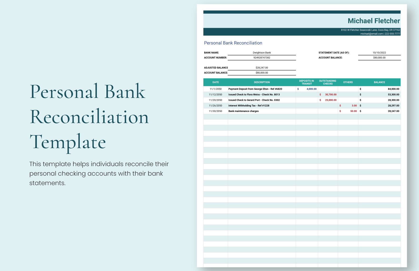 Free Excel Bank Reconciliation Template | Laptop Store